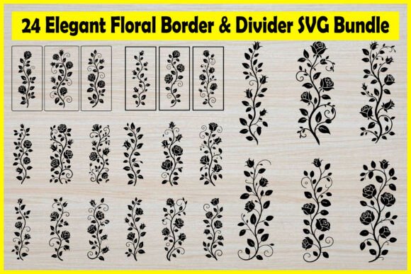 24 Elegant Floral Border SVG Bundle for Refined Projects