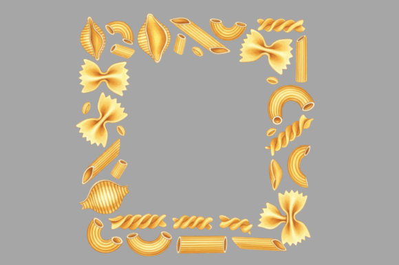 Assorted Dry Pasta Shapes Border: A Culinary Canvas for Creatives