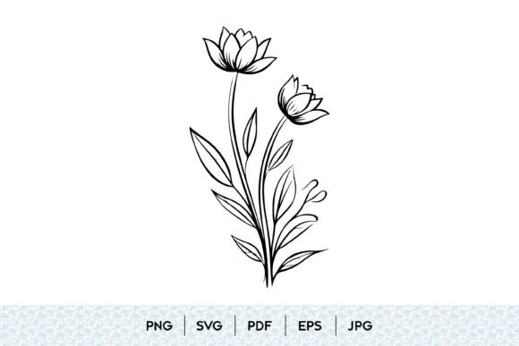 Botanical Flower Line Art: Versatile Nature-Inspired Graphics