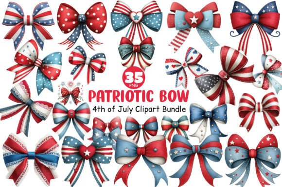 Elevate Your Independence Day Designs with a Patriotic Bow Clipart Bundle