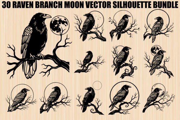 Enchant Your Crafts with Raven Branch Moon Silhouettes