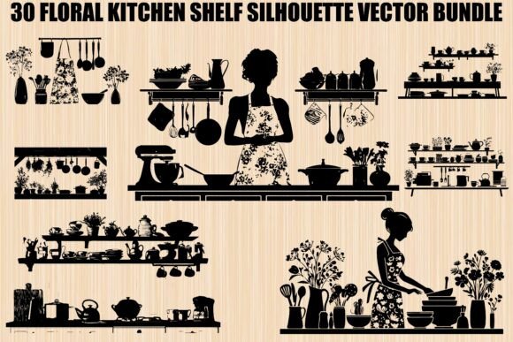 Floral Kitchen Shelf SVG Bundle: Your Farmhouse Design Toolkit