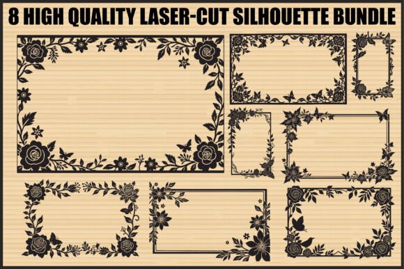 Floral Laser-Cut Frame Bundle for Elegant Design Projects