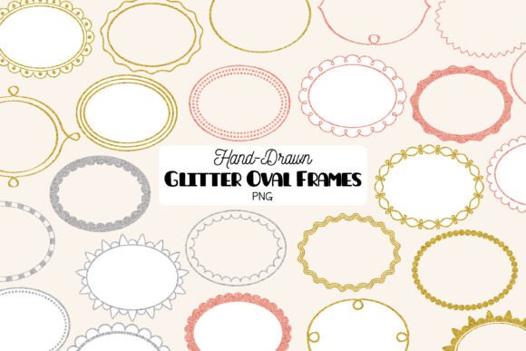 Glitter Oval Frames: Hand Drawn Border Elegance
