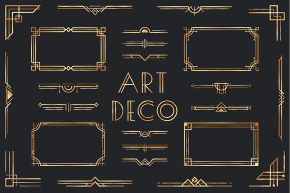 Golden Art Deco Elements: Ornamental Elegance for Modern Design