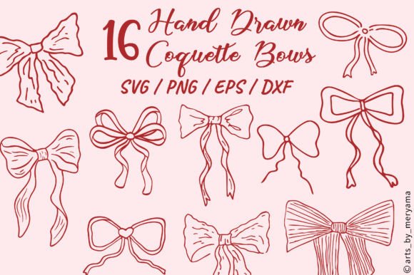 Hand Drawn Coquette Bow Ribbon Bundle: Soft & Trendy Designs