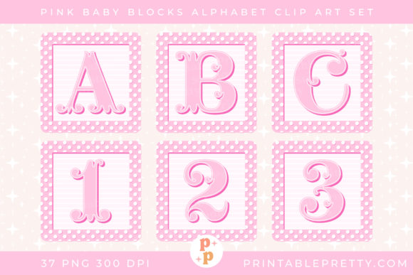 Pink Baby Blocks Alphabet PNG Set: Your Go-To for Nursery Charm