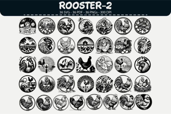 Rooster Vector Clipart – 36 Designs for Authentic Farmhouse Charm