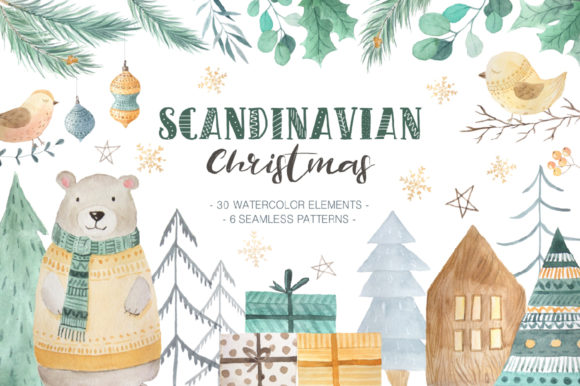Scandinavian Watercolor Christmas: A Modern Design Collection