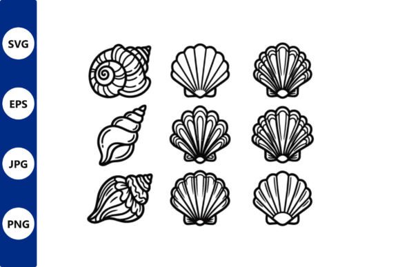 Seashell Grid Vector Icons: Coastal Charm for Your Brand