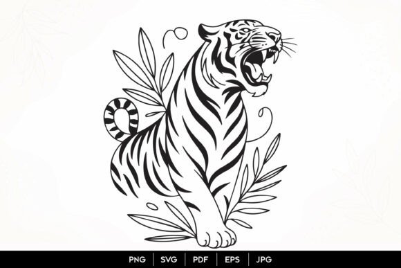 Unleashing the Spirit of the Wild: The Majestic Roaring Tiger SVG Design