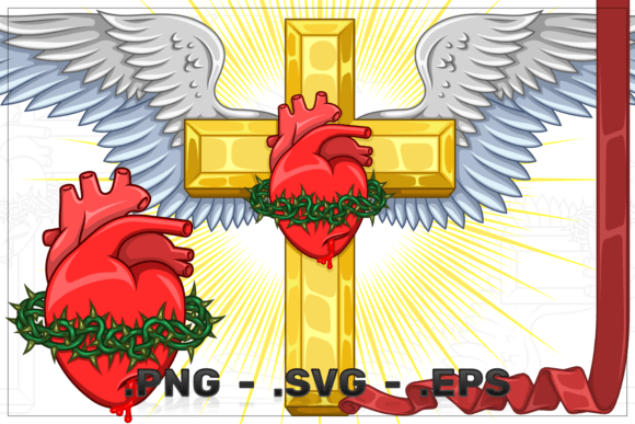 Winged Cross with Sacred Heart: A Symbol of Devotion and Design